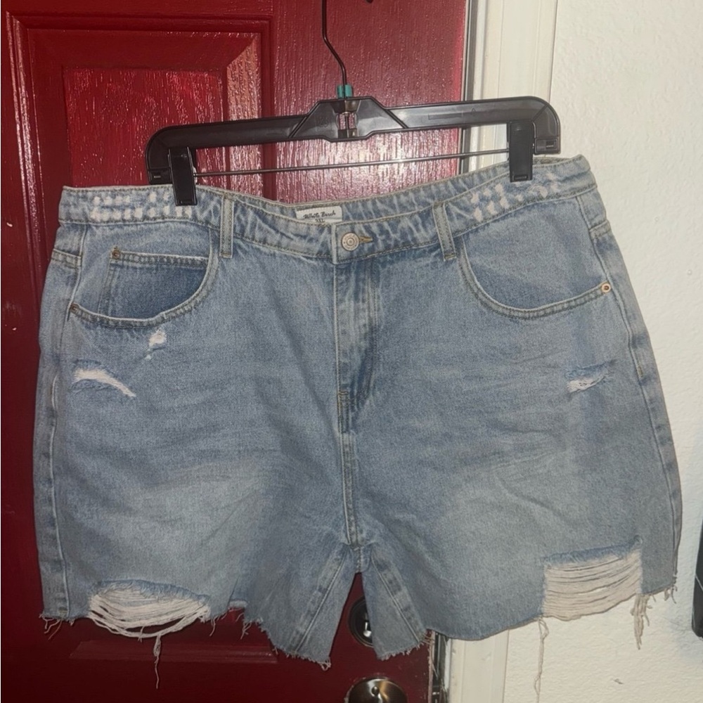 White Birch Light Blue Distressed Jean Shorts